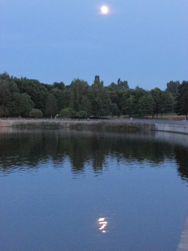 Отражение Луны в водоёме